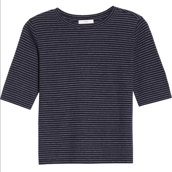 Vince Elbow Slv Crew Large -Coastal / Optic NWT - Picture 3 of 6